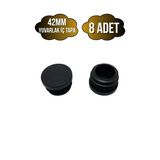 Yuvarlak Demir Profil İç Tapa Geçme Plastik Ayak Geçme Koruma Plastiği(42Mm)(Siyah) Siyah 42Mm Siyah - 8 Adet
