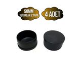 Yuvarlak Demir Profil İç Tapa Geçme Plastik Ayak Geçme Koruma Plastiği(50Mm)(Siyah) Siyah 50Mm Siyah - 4 Adet
