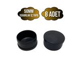 Yuvarlak Demir Profil İç Tapa Geçme Plastik Ayak Geçme Koruma Plastiği(50Mm)(Siyah) Siyah 50Mm Siyah - 8 Adet