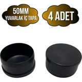 Yuvarlak Demir Profil Iç Tapa Geçme Plastik Ayak Geçme Koruma PLASTIĞI(50MM)(SİYAH) - Siyah - SİYAH - 4 ADET