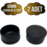 Yuvarlak Demir Profil Iç Tapa Geçme Plastik Ayak Geçme Koruma PLASTIĞI(60MM)(SİYAH) - Siyah - SİYAH - 2 ADET