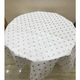 Yuvarlak Desenli PVC Masa Örtüsü, Astarlı, Gri Puantiyeli, 140 cm