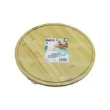 Yuvarlak Döner Tablalı Ahşap Bambu Sunum Tepsisi Tahtası =29.7cm - Mini Sofra Kanallı Kenar (5067)