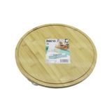 YUVARLAK DÖNER TABLALI AHŞAP BAMBU SUNUM TEPSİSİ TAHTASI =29.7CM - MİNİ SOFRA KANALLI KENAR (5264)
