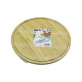 Yuvarlak Döner Tablalı Ahşap Bambu Sunum Tepsisi Tahtası =29.7Cm - Mini Sofra Kanallı Kenar (5433)
