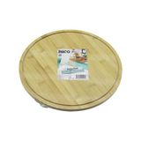 YUVARLAK DÖNER TABLALI AHŞAP BAMBU SUNUM TEPSİSİ TAHTASI =29.7CM - MİNİ SOFRA KANALLI KENAR (5477)