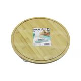 Yuvarlak Döner Tablalı Ahşap Bambu Sunum Tepsisi Tahtası =29.7Cm - Mini Sofra Kanallı Kenar Go53/01584