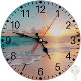 Yuvarlak Duvar Saati Tik Takmayan Sessiz Pille Çalışan Saat 25 cm, Deniz Plajı Mavi Gökyüzü Kum Oturma Odası, Mutfak, Yatak Odası ve Ofis için Ev Dekoru