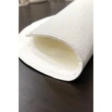 Yuvarlak Düz Renk Peluş Pofuduk Kaydırmaz Jel Taban Beyaz Renk Halı pelusx