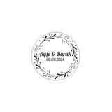 Yuvarlak Geyikli Kış Etiketi Kına Nişan Düğün 3X3 Cm Özel Etiket / 50 Adet Sticker