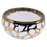 Yuvarlak Gold Geometrik Desenli Tezgah Üstü Seramik Çanak Lavabo - Beyaz-Gold