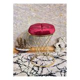 Yuvarlak Gold Kaplama Pota - Bordo Babyface Kumaş Puf , Bench , Puf Oturak , Bench , Ayak Ucu Oturak , Tabure , Makyaj Oturak