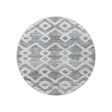 Yuvarlak Halı Yumuşak Bukle Tabanlı Modern Kabartmalı 3d Inka Motif Desenli Krem Gri Renkli Halı