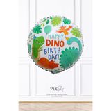 Yuvarlak Happy Dino Birthday Dinazor Tema Doğum Günü Balonu 45cm