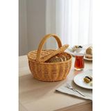 Yuvarlak Hasır Rattan Mini Kulplu Organizer Sepet - BB6068 - 001 - Beyaz - 0,5 ml