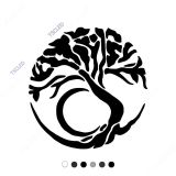 Yuvarlak İçinde Köklü Ağaç Duvar Araç Sticker 17cm
