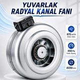 Yuvarlak Kanal Tipi Eğimli Radyal Fan Aspiratör Havalandırma Fanı 250 Mm 875 M³/H 100 W 230 V Ip44