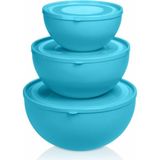 Yuvarlak Kase 3'lü Set Turkuaz Renk (0,6l 2,5l 4l)