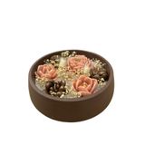 Yuvarlak kasede 19x5 cm çiçek mum