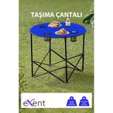 Yuvarlak Katlanır Kamp Masası, Taşıma Çantalı Kamp Masası, Piknik Masası-mavi-71x71x60 Çok Renkli
