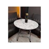 Yuvarlak Katlanır Mermer Desenli 100cm Masa Ders Çalışma