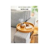 Yuvarlak Koltuk Kenarı Sehpası Yan Kolçak Sehpası Servis Tepsisi 24,5 cm Kahverengi 24 x 24