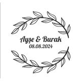 Yuvarlak Kuş Ve Çiçekli Kış Etiketi Kına Nişan Düğün 3X3 Cm Özel Etiket / 50 Adet Sticker