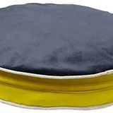 Yuvarlak Lüks Visco Dolgulu Çift Taraflı Ve Fermuarlı Yıkanabilir Köpek Yatağı-MEDIUM(60x10cm)(R-blue-yellow-M)