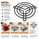 Yuvarlak Metal Siyah Nihale-20cm Çap Isıya Dayanıklı Tezgah Koruyucu Tencere Çaydanlık Altlığı