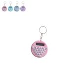 Yuvarlak Mini 8 Haneli Hesap Makinesi Anahtarlık (1 ADET) (EBAT: 5 cm x 5 cm) (Pembe) PRS-2413-P
