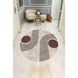 Yuvarlak Modern Desenli Dijital Baskı Kaymaz Tabanlı Halı H0821