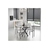 Yuvarlak Mutfak Salon Cafe Restoran Masa Sandalye Takımı 4+1 beyaz-mermer desen