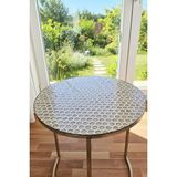 Yuvarlak Orta Sehpa Petek Desenli Çeyizlik Pvc Şeffaf Masa Örtüsü Hasır Lüx Silinebilir Hediyelik - Beyaz - 60 x 60 cm
