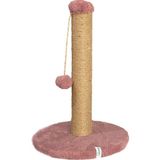 Yuvarlak Ponponlu Kedi Tırmalama Direği 52 cm Kedi Tırmalama Tahtası - Gül Kurusu