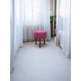Yuvarlak Puf Bench Ahşap Ayaklı Dekoratif Peluş - Pembe