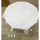 Yuvarlak PVC Masa Örtüsü, Astarlı Muşamba, 140 cm, Beyaz