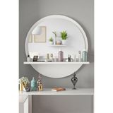 Yuvarlak Raflı 45 Koridor Dresuar Konsol Duvar Salon Banyo Ofis Çocuk Yatak Oda Raflı Aynası,Beyaz 45X45