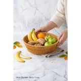 Yuvarlak Rattan Ekmek Sepeti 24.5X7 Cm - El Örmesi Hasır Meyvelik Ve Sunum Sepeti
