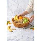 Yuvarlak Rattan Ekmek Sepeti 24.5X7 Cm - El Örmesi Hasır Meyvelik Ve Sunum Sepeti