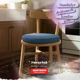 Yuvarlak Sandalye Minderi | Mutfak, Balkon, Bahçe Minderi | Baðcýklý Yýkanabilir Sünger Minder Mavi