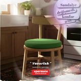 Yuvarlak Sandalye Minderi | Mutfak, Balkon, Bahçe Minderi | Baðcýklý Yýkanabilir Sünger Minder Yeþil