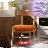 Yuvarlak Sandalye Minderi | Mutfak, Balkon, Bahçe Minderi|Baðcýklý Yýkanabilir Sünger Minder Turuncu