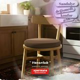 Yuvarlak Sandalye Minderi|Mutfak,Balkon, Bahçe Minderi|Baðcýklý Yýkanabilir Sünger Minder Kahverengi