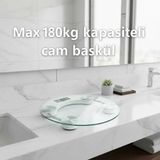 Yuvarlak Şeffaf Dijital Cam Baskül Tartı – 180 Kg Taşıma Kapasitesi, Hassas Ölçüm, Şık Tasarım Teraz