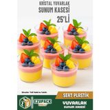 Yuvarlak Sert Mika Magnolya Bardağı Kase Plastik Şeffaf Sunum Kabı 250CC 25ADET Tatlı&meze Salata