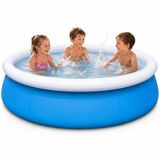 Yuvarlak Şişme Havuz, 1.52 Metre Çaplı Çocuk Oyun Havuzu, 3 Katmanlı Dayanıklı PVC UV Güneş Işığına Dayanıklı, Çift Yönlü Hava Akışlı Ev Balkon Bahçe Yazlık İçin Yuvarlak Şişme Çocuk Havuzu