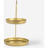 Yuvarlak Tabanlı Gold Metal Organizer - Iki Katlı Takı, Makyaj Standı - Misbon - Altın