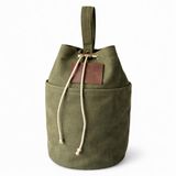 Yuvarlak Tabanlı Kamp Malzeme Çantası – 5.5 L Mumlu Kanvas Outdoor Ekipman Çantası, Üst Kulplu ve 3 Yan Cepli | Tanto Bushcraft