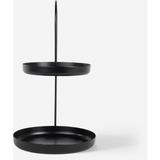 Yuvarlak Tabanlı Siyah Metal Organizer - Iki Katlı Takı, Makyaj Standı - Misbon