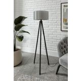 YUVARLAK TRİPOD Lambader – Üç Ayaklı Modern Tasarım, Yumuşak Işık Yayan Krem Abajur, 50x50 cm Geniş Yüzey, 135 cm Yükseklik, E27 Duy Tipi ile Uyumlu, LED Ampul ile Kullanılabilir (Antrasit)